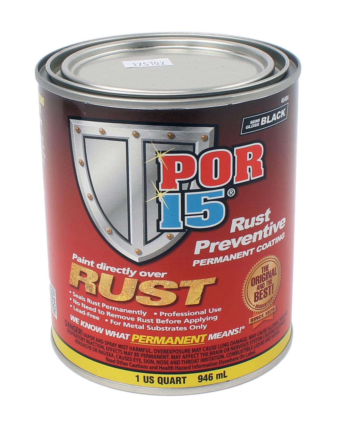 1 Quart POR-15 Rust Preventative Paints 45404 Semi Gloss Black