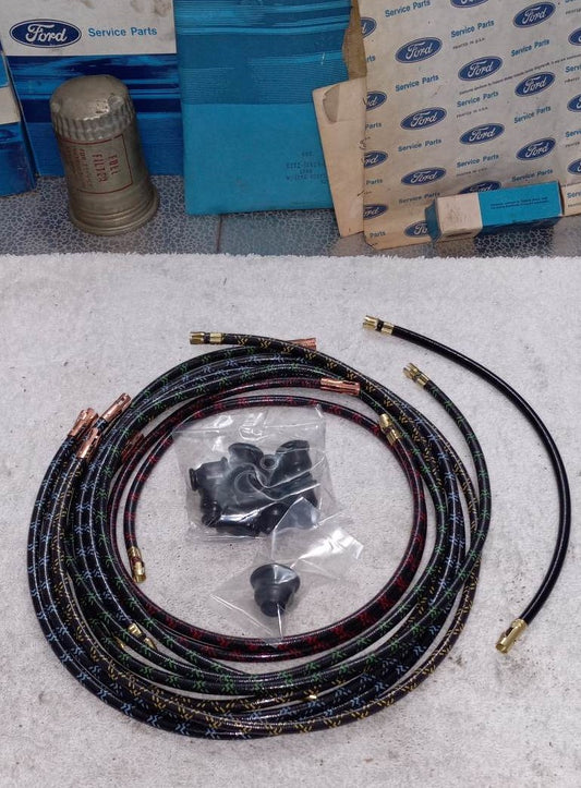Ford Flathead V8 Spark Plug Ignition Wire Set 1942-1944 Crab Style Cap