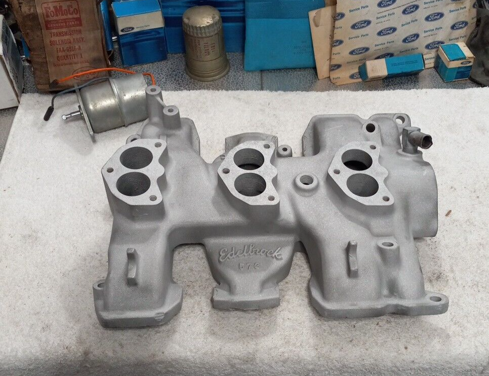 Power Intake Point Edelbrock 573 Ford Y Block 292 312 3X2 Aluminum Tri Power Intake Manif ...